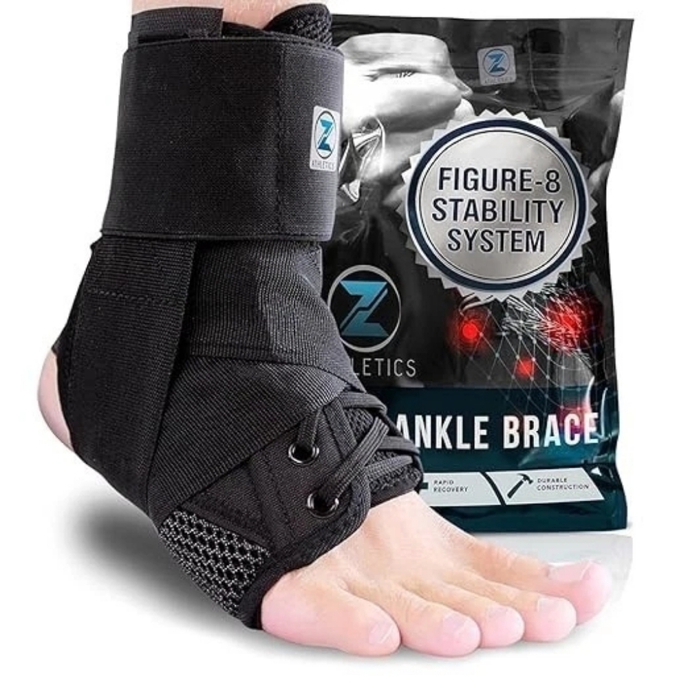 Zenith Ankle Brace Lace up Adjustable Support – for Sports, Injury Size Large